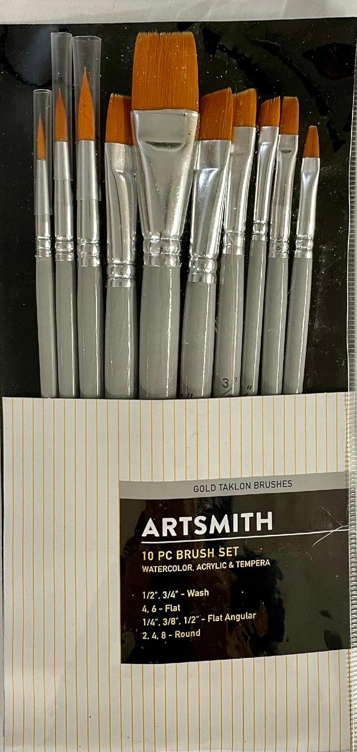 Artsmith - Gold Taklon Brush Set - 10 pcs (1825-3526)