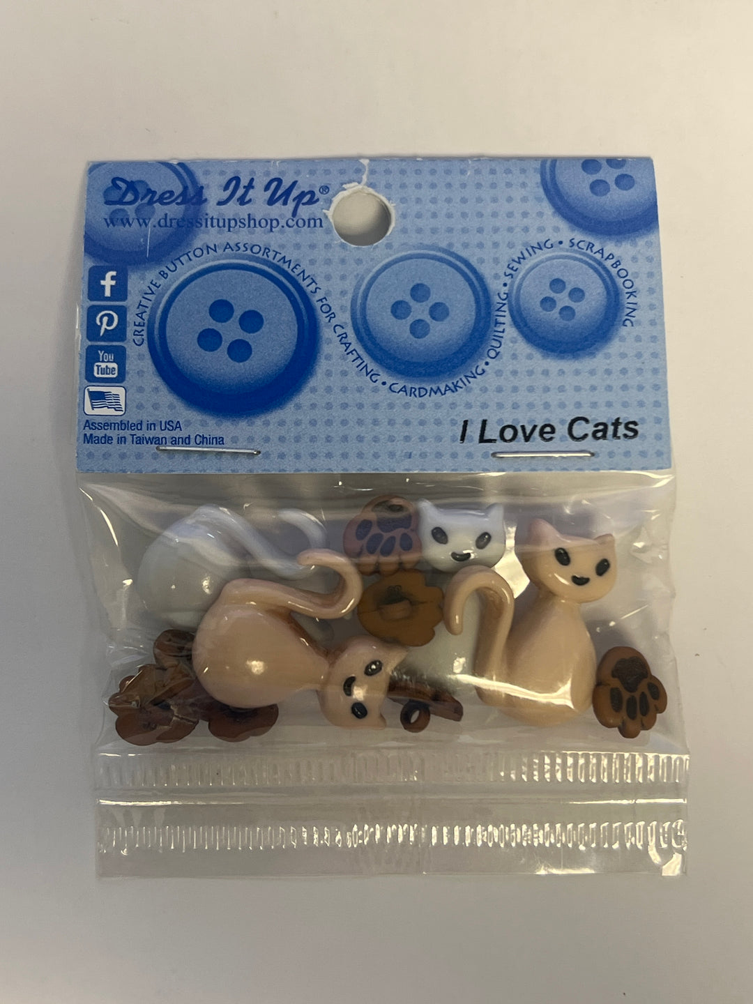 Dress It Up - I Love Cats Buttons - Version 2