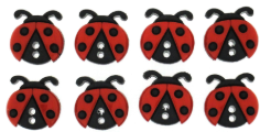 Dress it Up - Sew Cute Ladybugs Buttons - 8 pcs