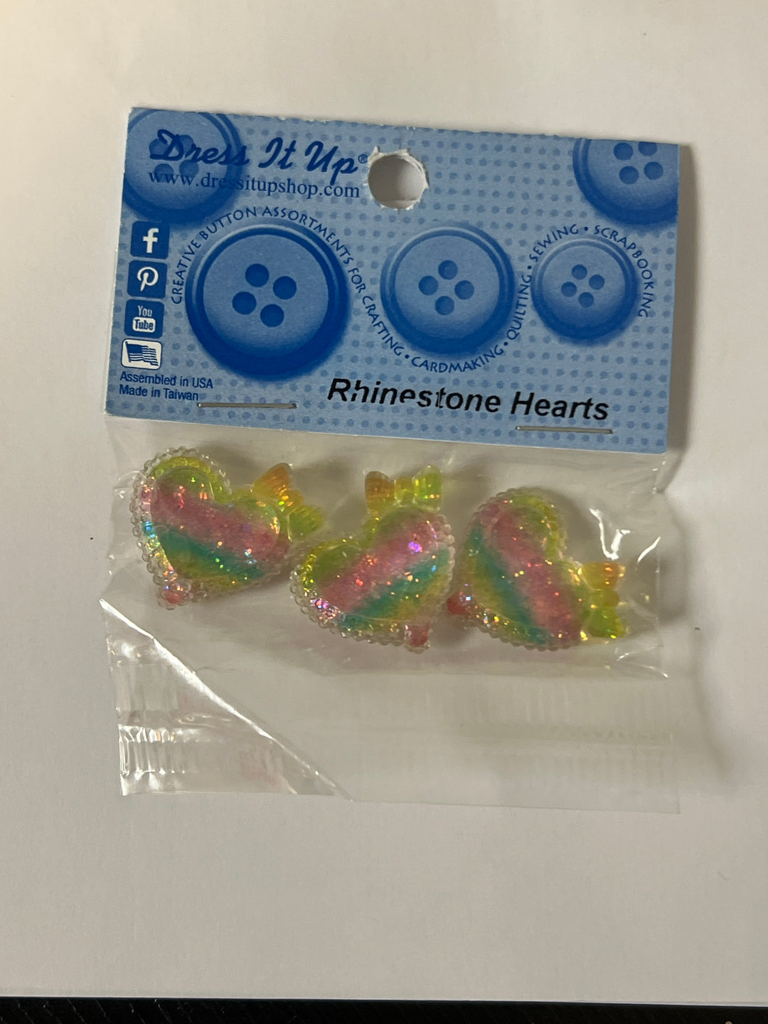 Dress It Up - Rhinestone Hearts Buttons - Version 2