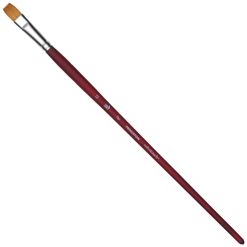 Princeton - Velvetouch - Level 2 Flat Paint Brush for Acrylic - Long Handle - Series 3900