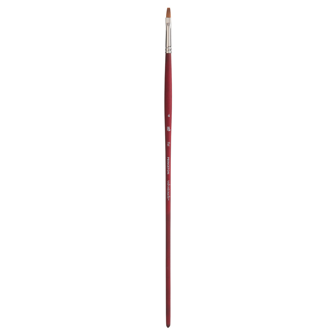 Princeton - Velvetouch - Level 2 Flat Paint Brush for Acrylic - Long Handle - Series 3900