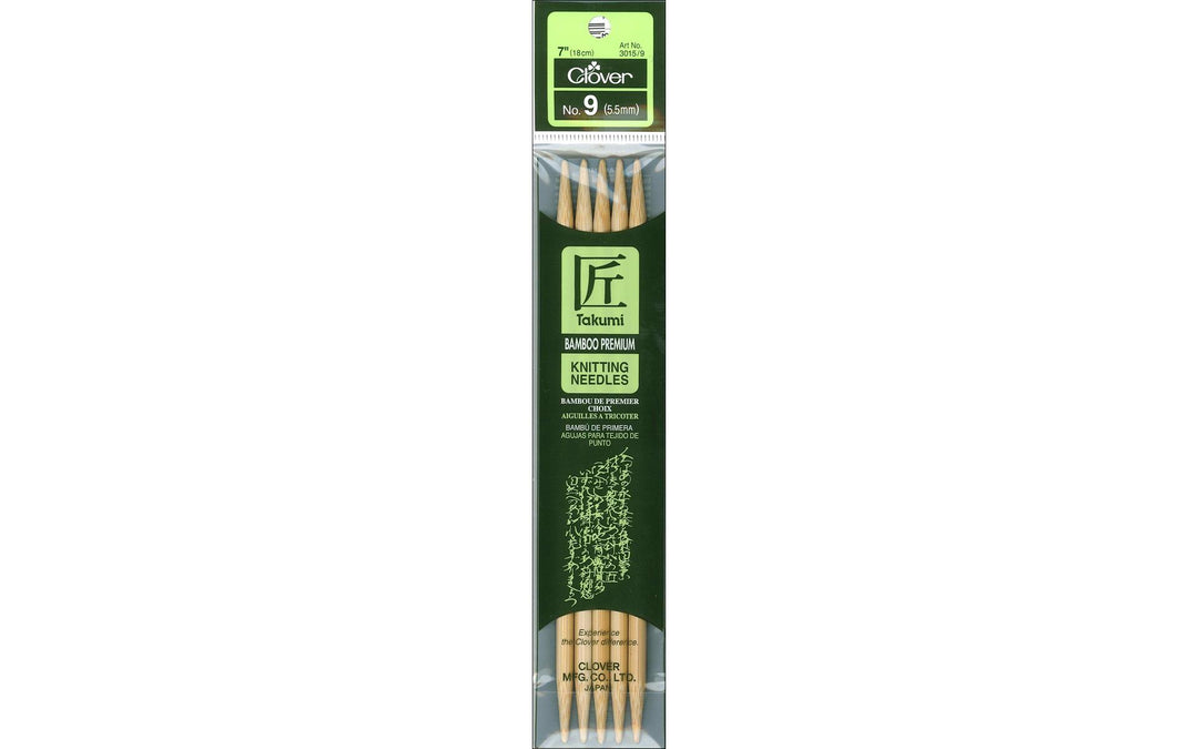 Clover - Takumi Bamboo Double Pointed Knitting Needles 7 inch/18 cm