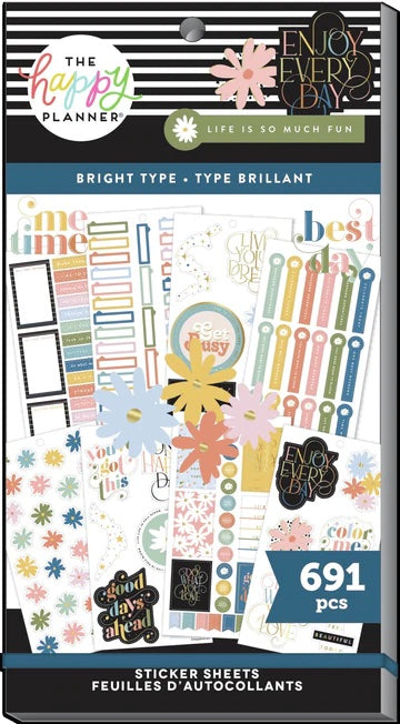 The Happy Planner - Bright Type Sticker Sheets - 691 pcs