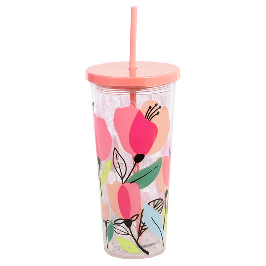 Steel Mill & Co.® - Pink Poppy Tumbler with Straw