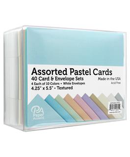Paper Accents - Cards & Envelopes 4.25" x 5.5" Textured Pastel Assorted 40pc
